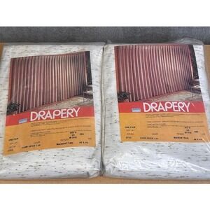 2 Pairs Montgomery Ward Drapery Curtains Sand Spice 130 Manhattan Pattern 48x84